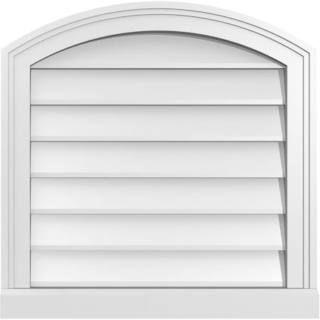 Ekena Millwork Arch Top Surface Mount PVC Gable Vent: Functional, w/ 2"W x 2"P Brickmould Sill Frame, 22"W x 22"H GVPAR22X2203SF